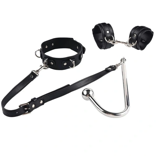 and Collar Cuffs with Anal Hook Beaded 5334 Elegant 0123